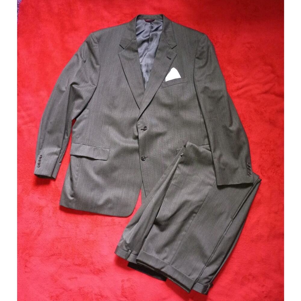 Vintage Hart Schaffner Marx Suit 2 Peice Mens Sz 50L USA Union Made Birdseye